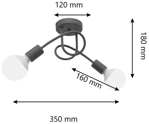 Lampadario a soffitto per bambini OXFORD 2xE27/15W/230V grigio