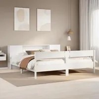 Letto Libreria senza Materasso Bianco 200x200 cm Legno di Pino 3322937