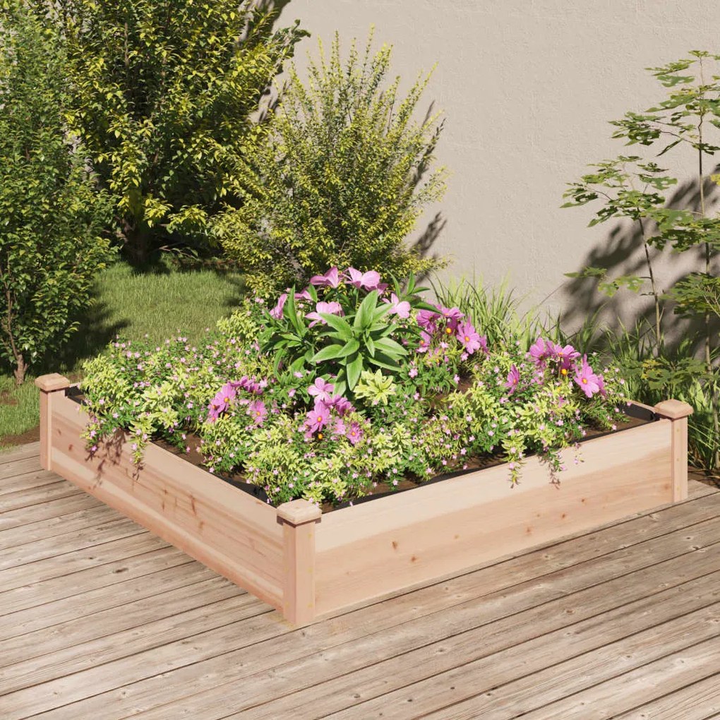 Fioriera Rialzata Giardino Fodera 120x120x25cm Massello Abete /