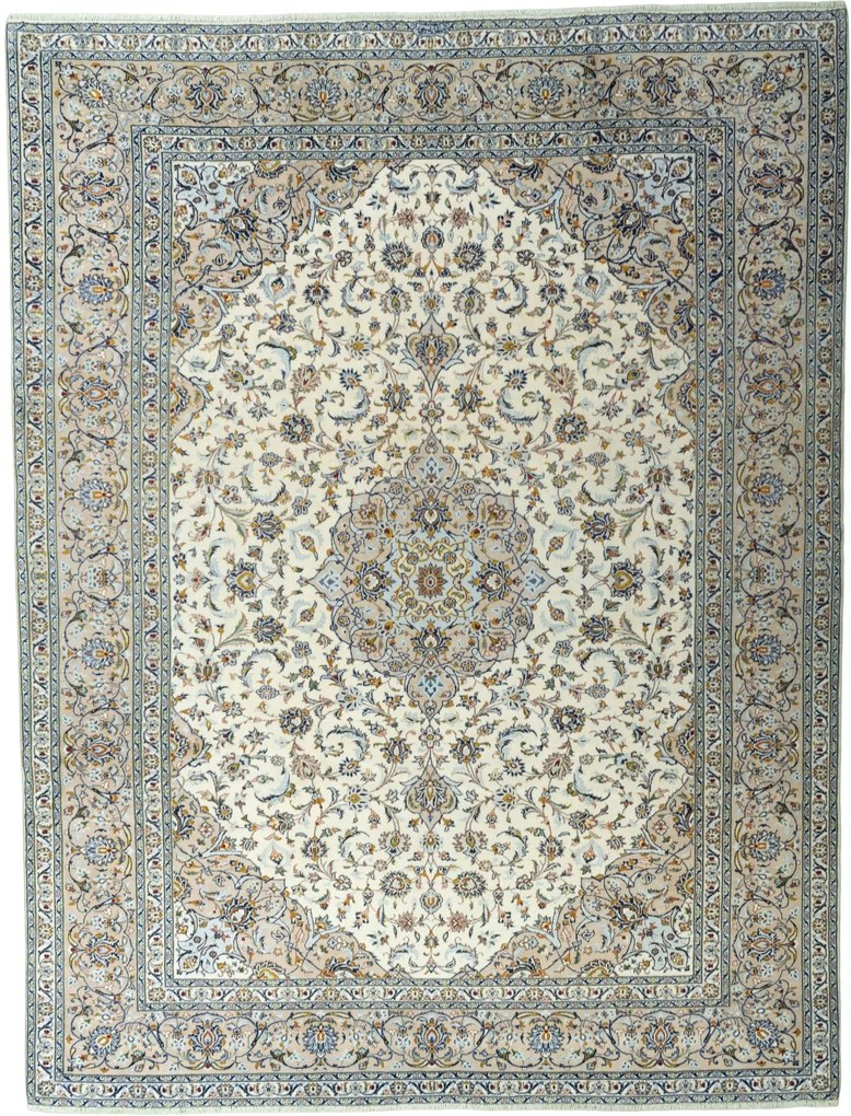 Kashan Tappeto persiano 390 x 300 Beige (Iran) Annodato A Mano