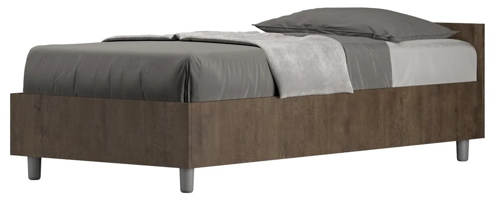 Letto singolo senza rete, con rete e contenitore 80x200 Nuamo, Noce / Contenitore