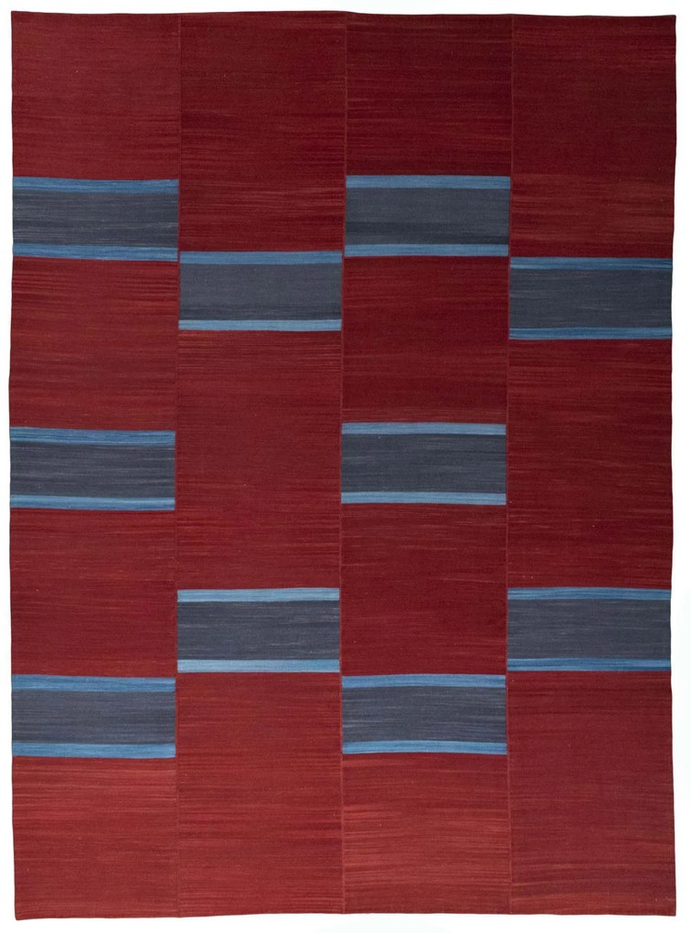 Kilim Tappeto 400x290 Rosso (Iran) Tessuto A Mano