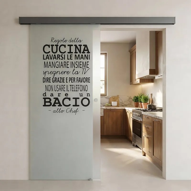 Porta scorrevole sinistra Regole in vetro trasparente, L 88 x H 215 cm, con binario Meli