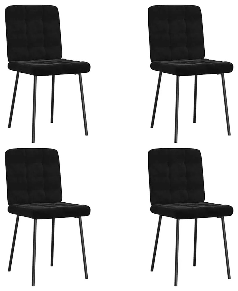 Sedie Da Pranzo 4 Pz Nere İn Velluto /