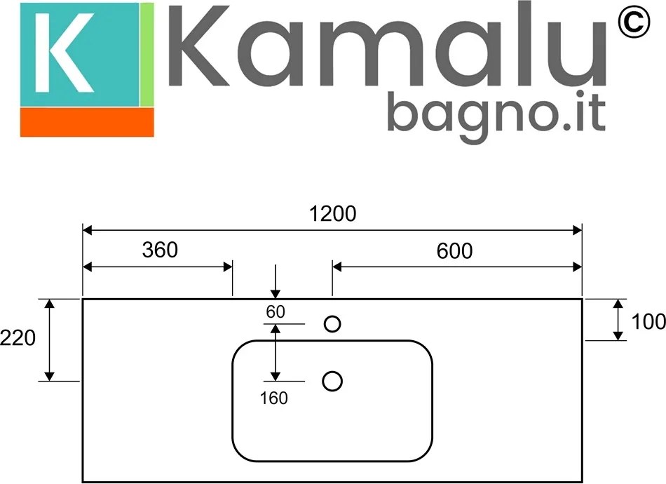 Lavabo da incasso per mobili 120 cm in solid surface | KLIT1200S - KAMALU