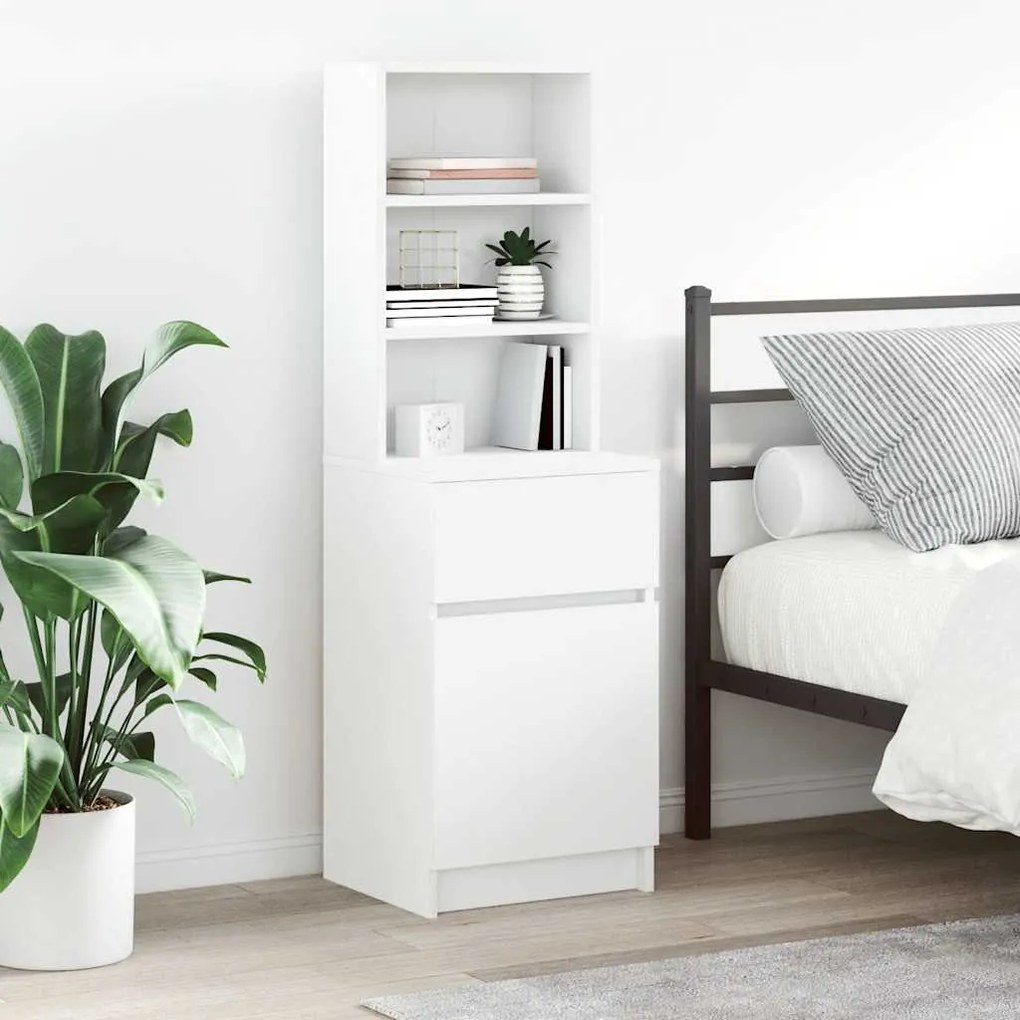 Comodino Bianco 39x35x125 Cm İn Legno Multistrato /