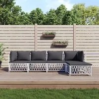 Set Salotto da Giardino 5 pz con Cuscini in Acciaio Bianco 3186864