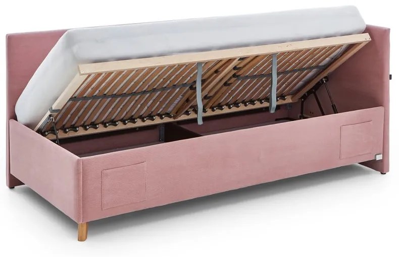 Letto da bambini con sponde rosa imbottito con contenitore con rete inclusa 140x200 cm Cool – Meise Möbel