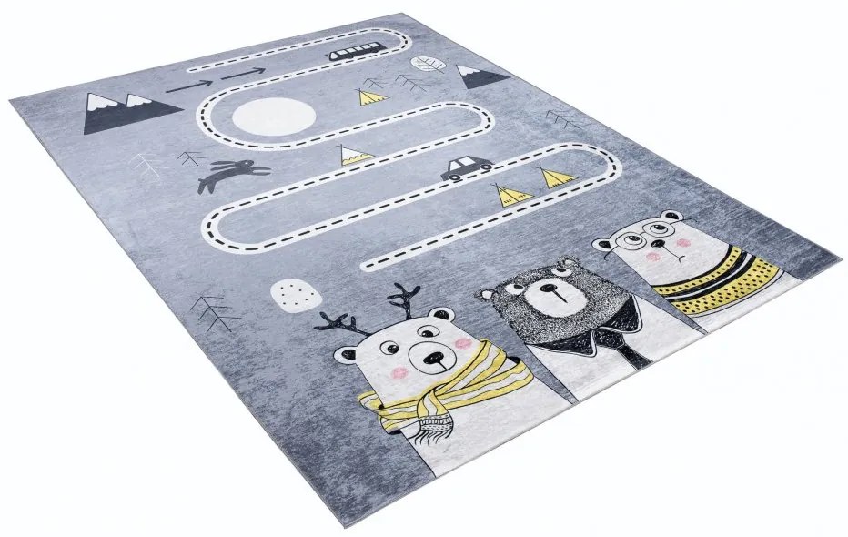 Tappeto per bambini con motivi di animali e strade  Larghezza: 160 cm | Lunghezza: 220 cm