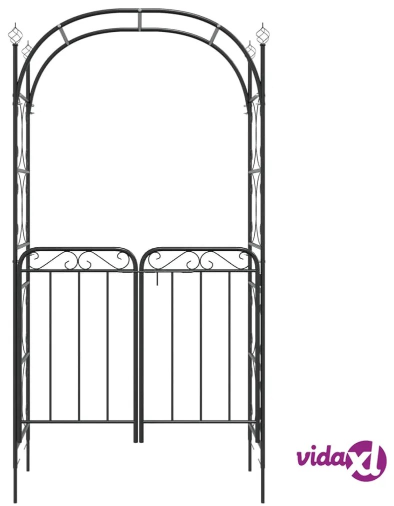 vidaXL Arco da Giardino con Cancello Nero 108x45x235 cm Acciaio