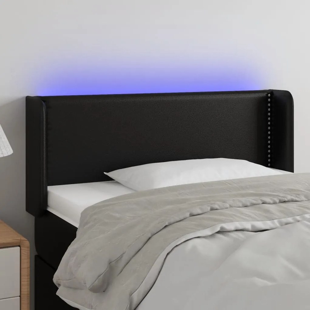 Testiera A Led Nera 83x16x78/88 Cm İn Similpelle /