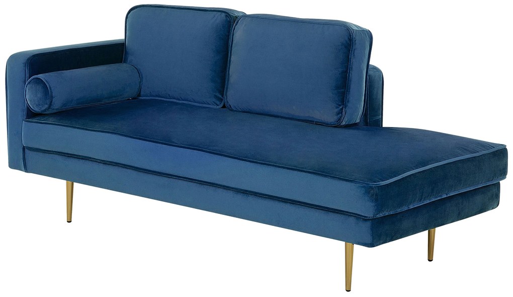 Chaise longue velluto blu marino sinistra MIRAMAS Beliani