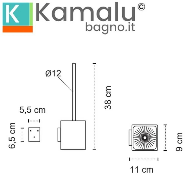 Kamalu - portascopino wc design quadrato sospeso in acciaio inox finitura satinata| kam820sc