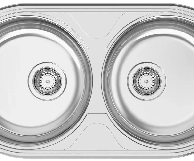 Lavello semincasso 2 vasche con gocciolatoio laterale destro o sinistro RODI Dueto inox L 44.4 x L 84.7 x P 14.5 cm argento