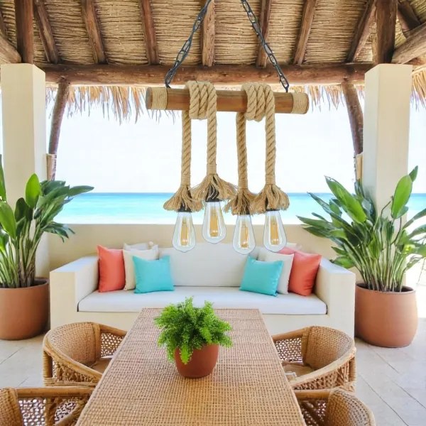 Brilagi - Lampadario a sospensione con catena KOS 4xE27/60W/230V faggio