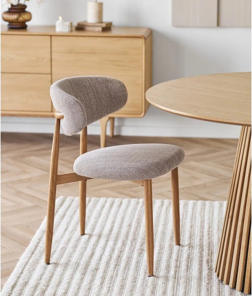 Sedia da pranzo beige/di colore naturale in imbottito Levanto – House Nordic