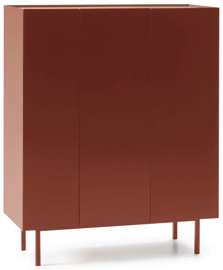 Cassettiera alta rossa effetto rovere95x120 cm Arista - Teulat