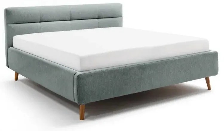 Letto matrimoniale imbottito azzurro con contenitore con rete inclusa 160x200 cm Lotte – Meise Möbel