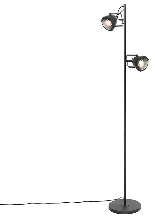 Lampada da terra industriale nera 2 luci - Emado