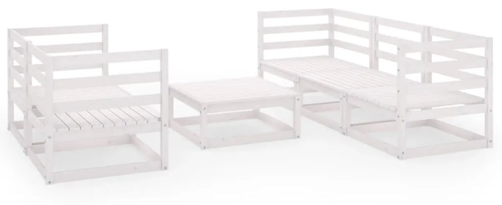 Set divani da giardino 6 pz bianco in legno massello di pino