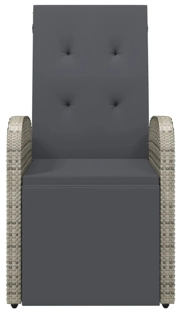 Sedie Reclinabili da Giardino con Cuscini 2pz Grigio Polyrattan