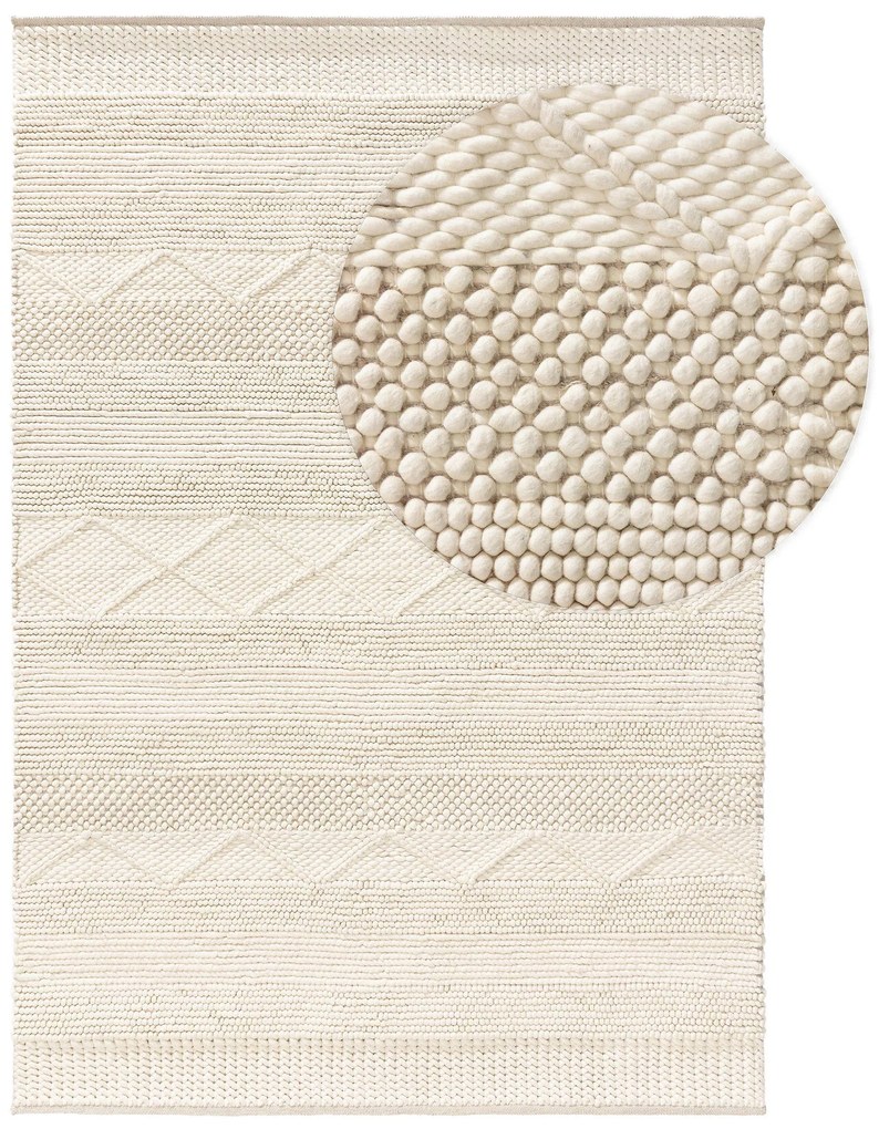 benuta Pure Tappeto di lana Alva Crema 120x170 cm - Tappeto fibra naturale