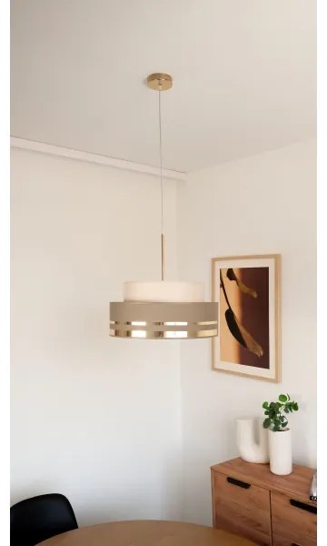 Lampadario a sospensione con filo TAMI 1xE27/60W/230V beige/marrone/oro