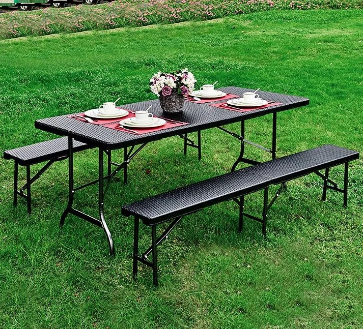 Tavolo pieghevole da giardino per catering 180 cm - rattan