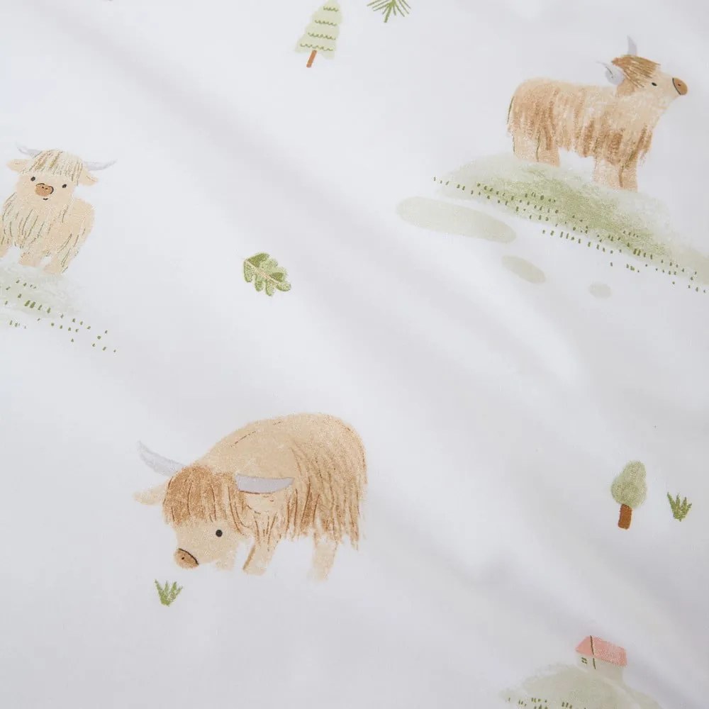 Lenzuolo con angoli per bambini bianco in cotone per culla 70x140 cm Mini Moo Cow – Bianca