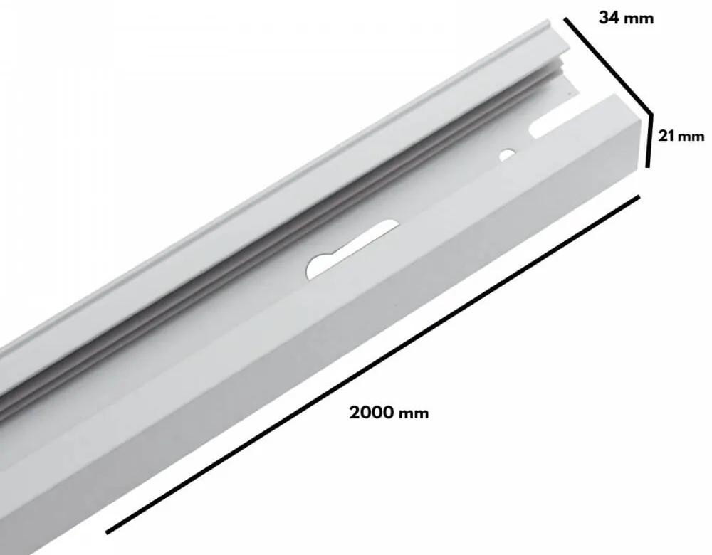 Binario Monofase Bianco, serie "Solid" -  1 e 2 metri Selezionare la lunghezza Profilo 2 metro