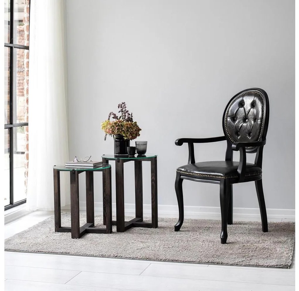 SET 2x Tavolino AMALFI diametro 40 cm pino/limpido