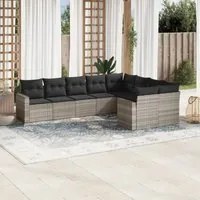 Set Divano da Giardino 9pz con Cuscini Grigio Chiaro Polyrattan 3219432