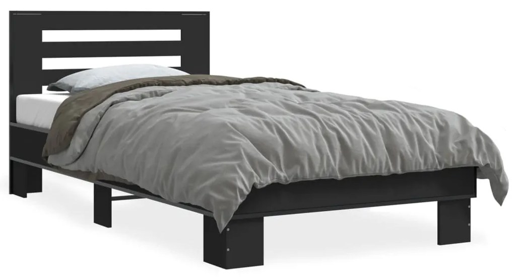 Giroletto Nero 90x190 Cm İn Legno Multistrato E Metallo /