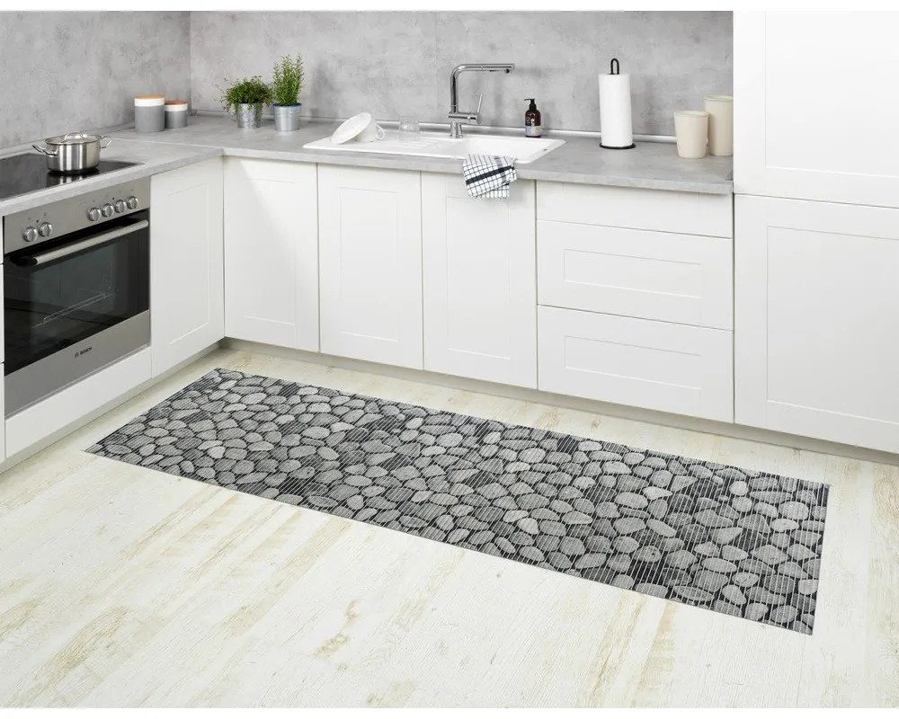 Tappetino da bagno in plastica grigio 65x200 cm Sassi - Wenko