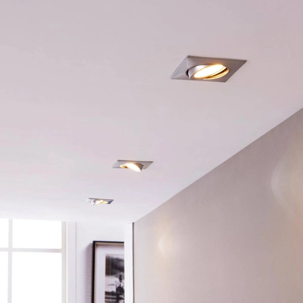 Lindby Lampade a incasso cromate con LED, set di 3 angolare