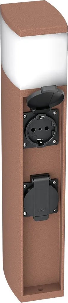 Paletto da Giardino Rettangolare Doppia Presa Corrente 40cm G9 - Corten