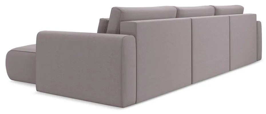 Divano angolare lavanda allungabile/con contenitore (a U) con rivestimento in velluto Kapua – Makamii