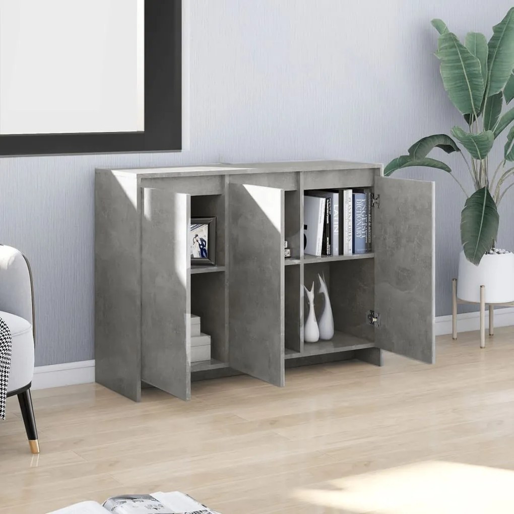 Credenza grigio cemento 102x33x75 cm in truciolato