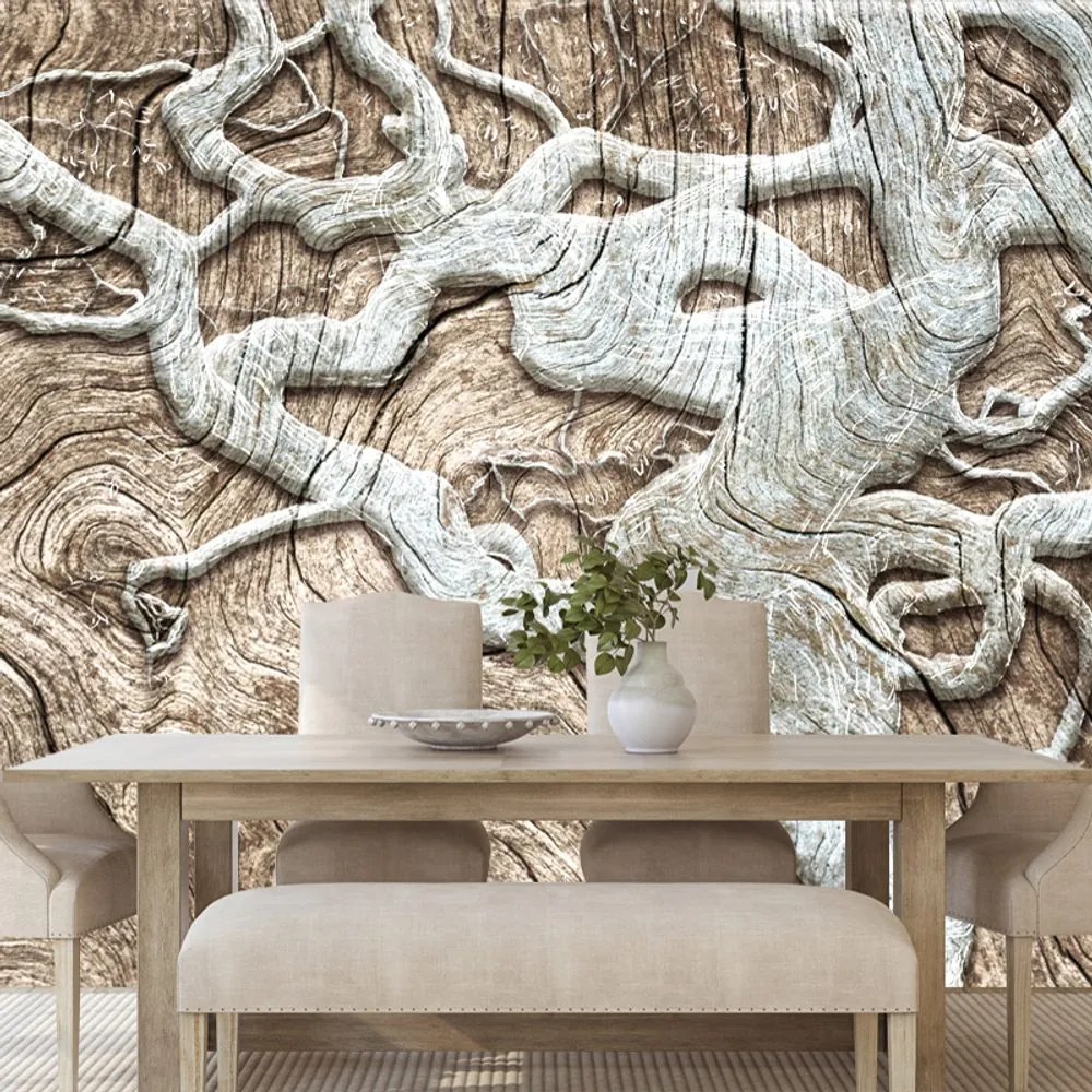 Carta da parati – Albero Astratto su Legno in Beige