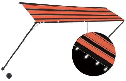 Tenda da Sole Retrattile con LED 300x150 cm Arancione e Marrone
