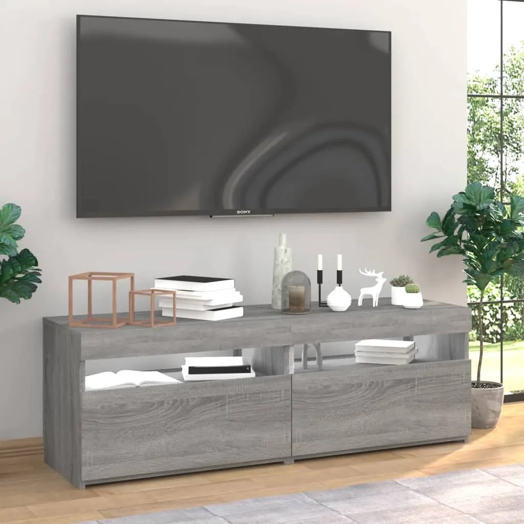 Mobili Tv Con Luci Led 2 Pz Grigio Sonoma 60x35x40 Cm /