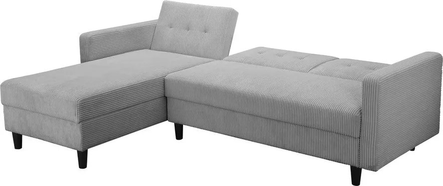 Divano letto angolare in velluto a coste grigio chiaro Hartford - Støraa