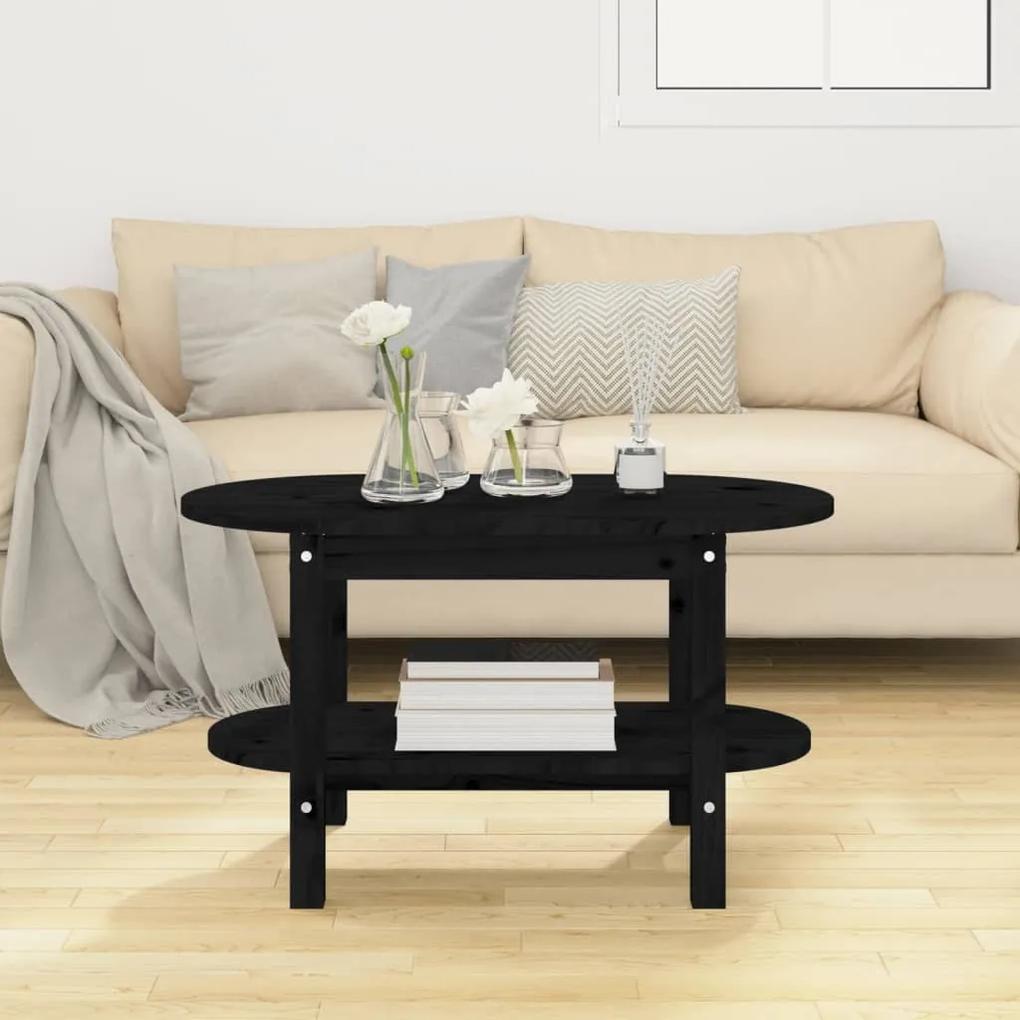 Tavolino da salotto nero 80x45x45 cm in legno massello di pino