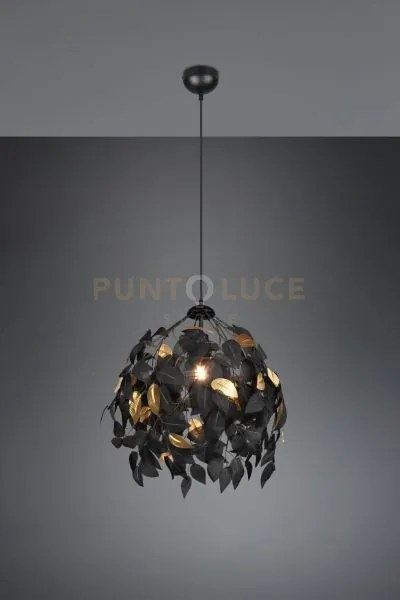 Leavy sospensione foglie lavabili nero e oro d. 38cm 1 luce attacco...