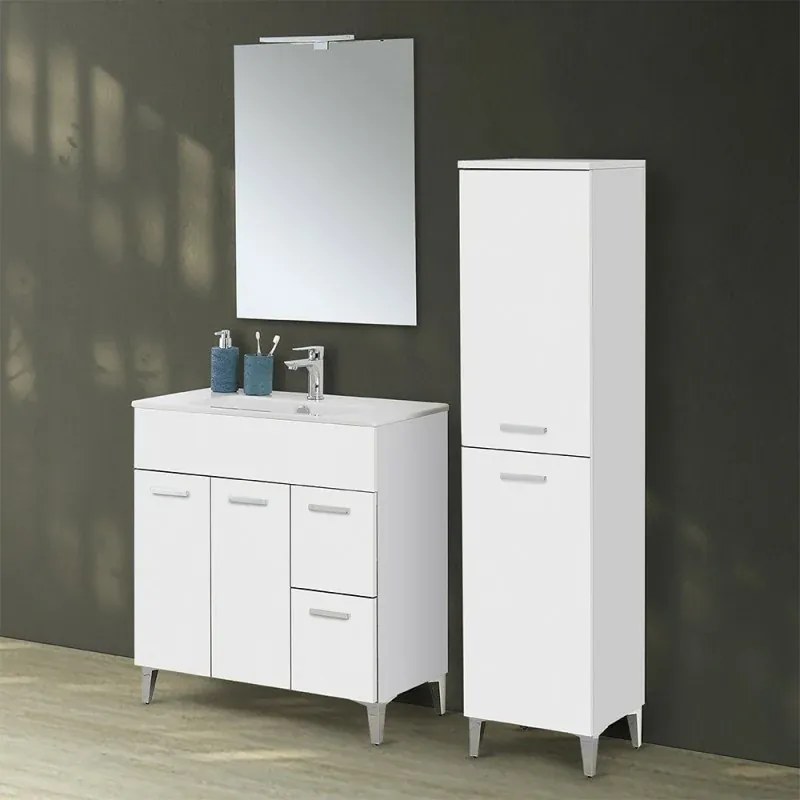 Colonna bagno a terra 150 H bianco con due ante Martha