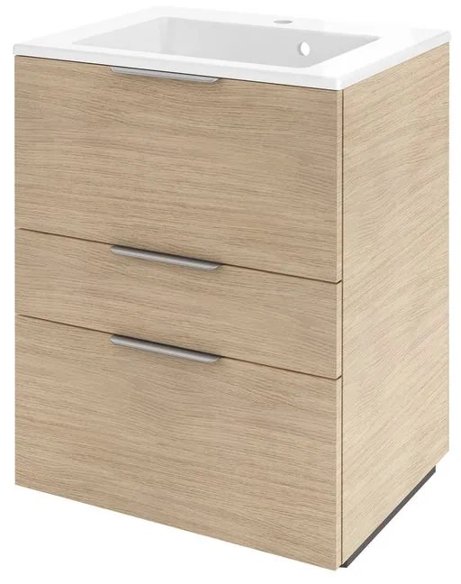 Mobile sottolavabo e lavabo Neo per vasca centrale rovere naturale L 60 x H 50 x P 60 cm 3 cassetti