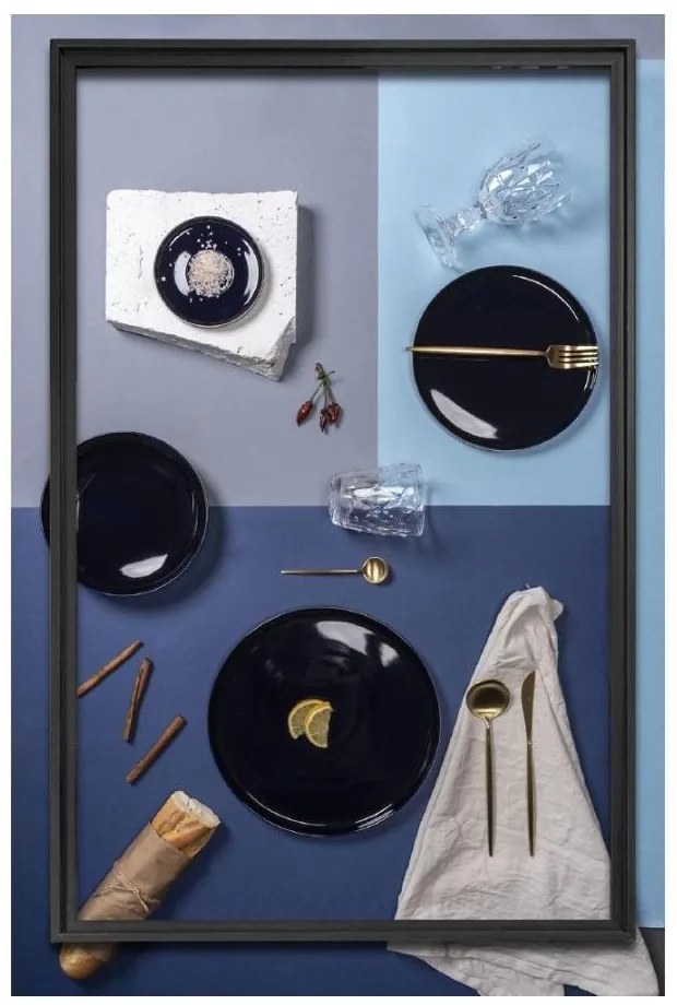 Servizio Piatti 12 pezzi - New Bone China Bordo Oro - Luxury Blue