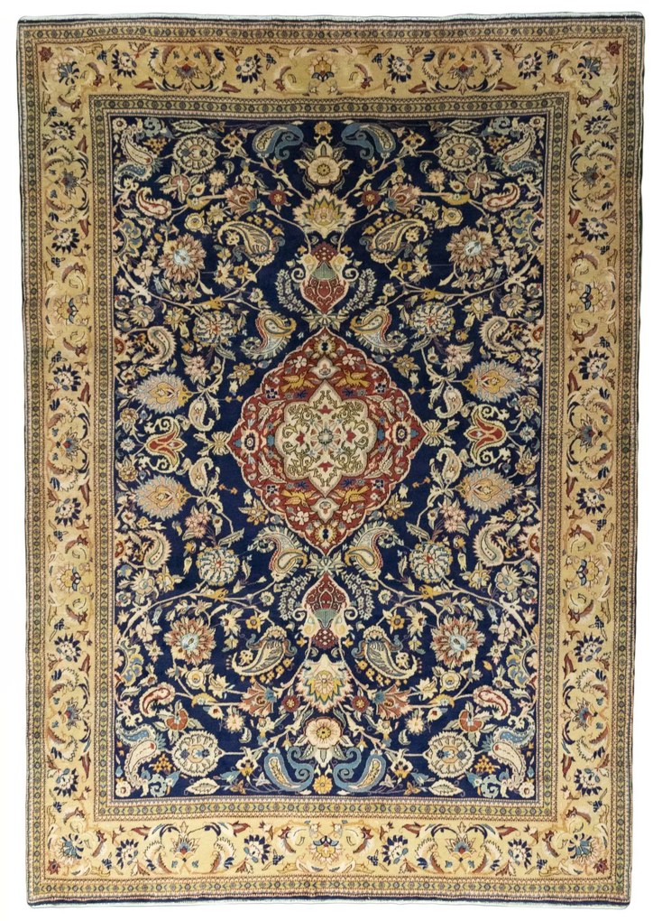 Ghom Tappeto 210x310 Blu (Iran) Annodato A Mano