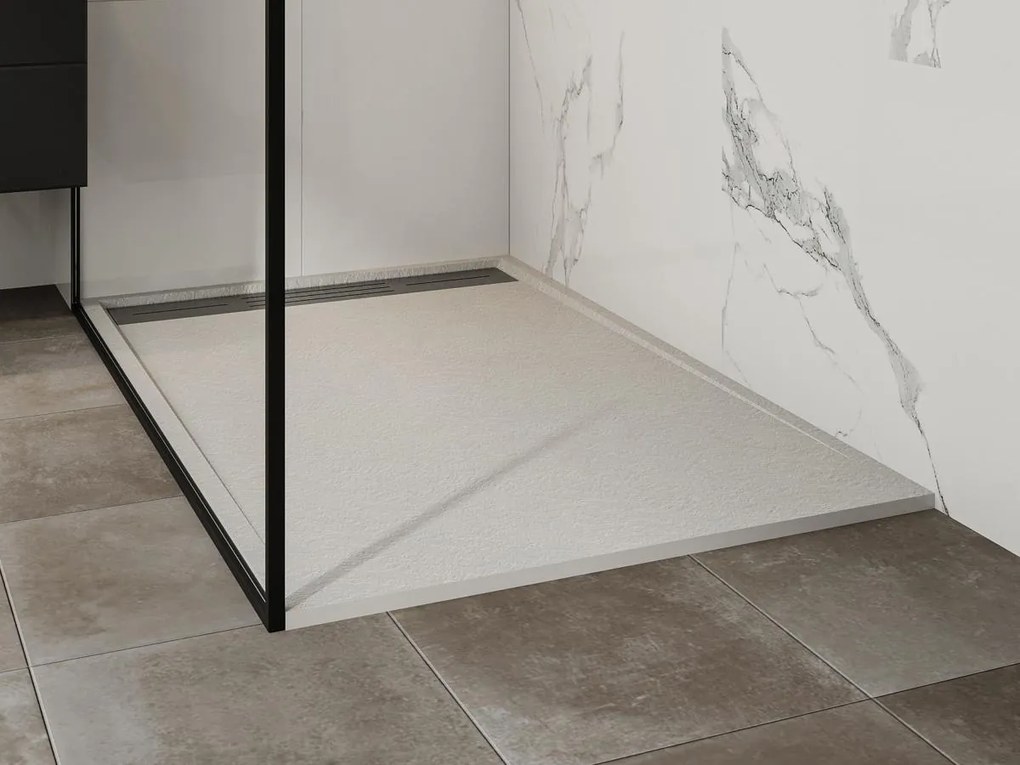 Piatto per doccia da posare o da incasso con sifone 140 x 90 cm in Resina Bianco - LYROSA