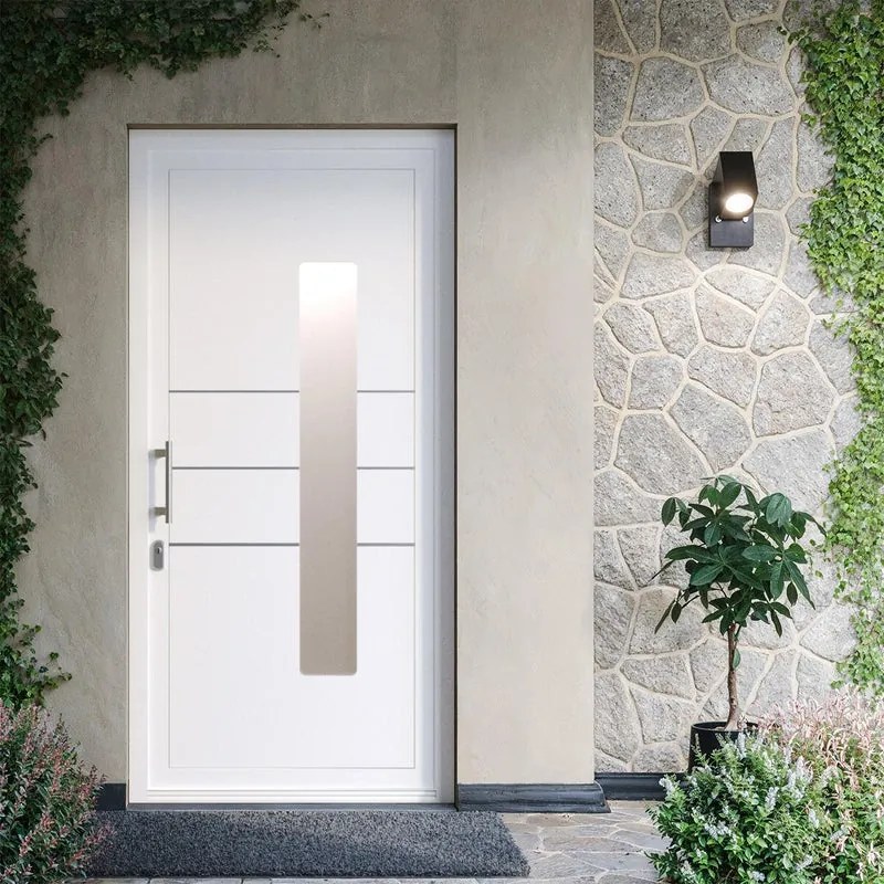 Portoncino d'ingresso DOLCETTI in PVC pannello bugnato mod.197 L 90 x H 210 cm in PVC bianco, apertura spingere a sinistra, falso telaio non incluso